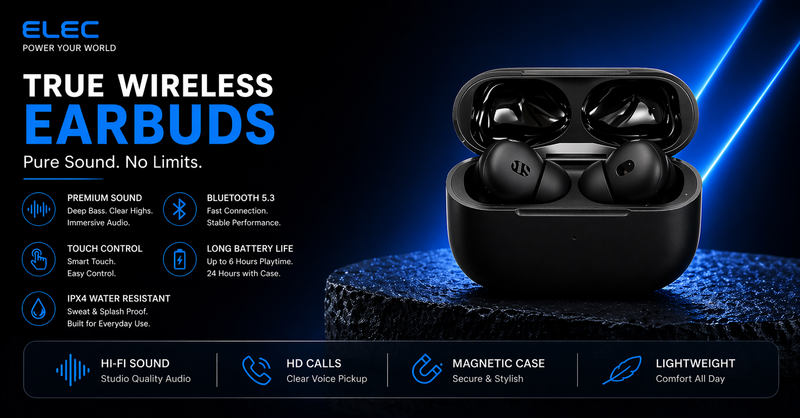 True Wireless Earbuds: Premium Sound, Smart Features & All-Day Comfort